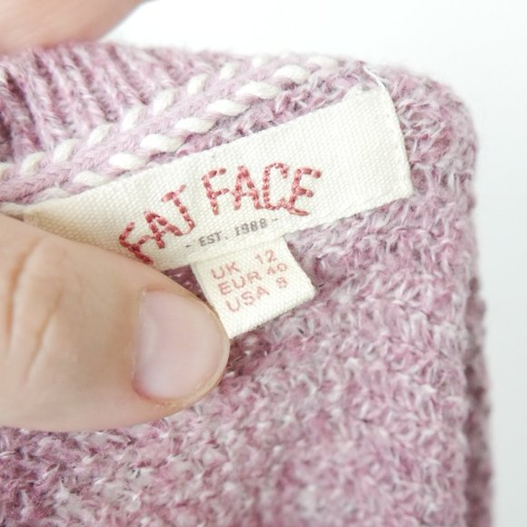 Fat Face United Kingdom Long Sleeve Crewneck Pink Knit Sweater US 8 UK 12 - Picture 10 of 10